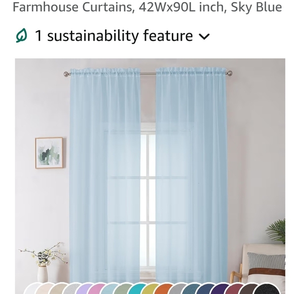 Blue Sheer Curtains with Airy Design - Picture 1 of 1